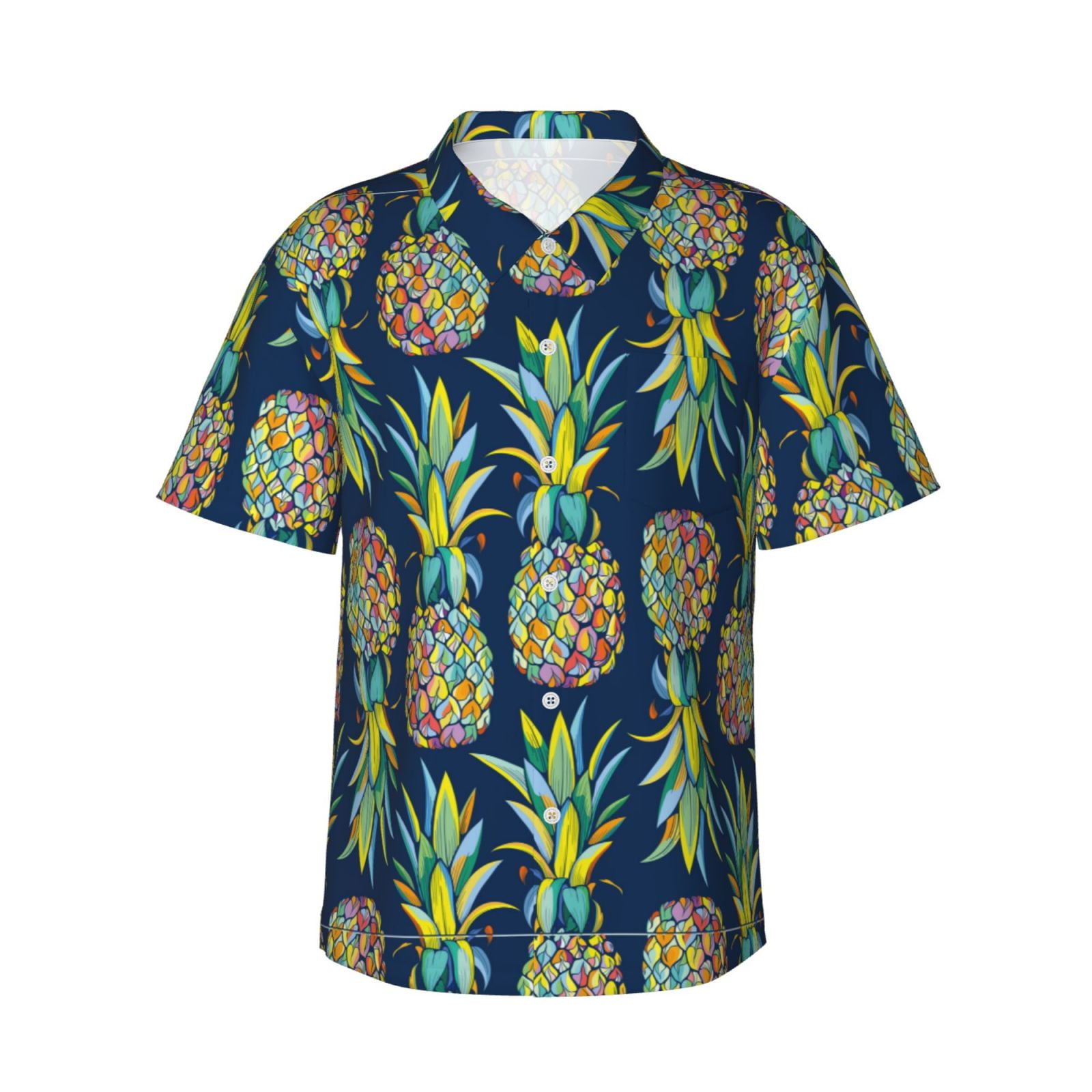 Zufioo Colorful Pineapples Hawaiian Shirt for Men,Beach Shirts Tropical