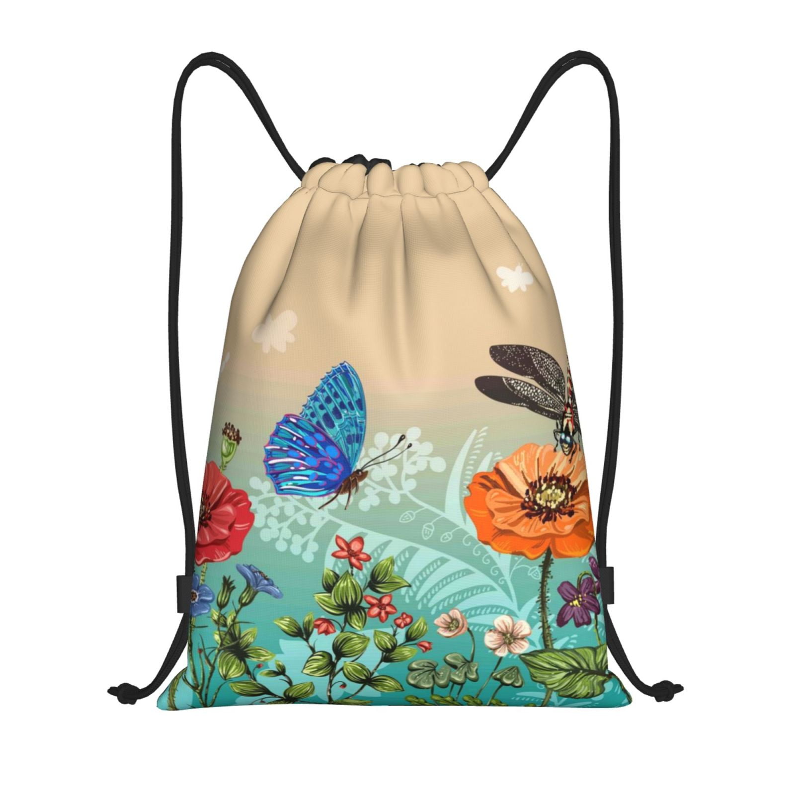 Zufioo Colorful Plants And Insects Sports Cinch Sack Gym String Bags ...