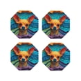 thumbnail image 1 of Zufioo Colorful Textured Chihuahua Print Leather Coaster Set, Decorative PVC Coasters 4-pack - Scald and Stain-resistant, Suitable for Home, Cafes, Restaurants-Octagon, 1 of 6