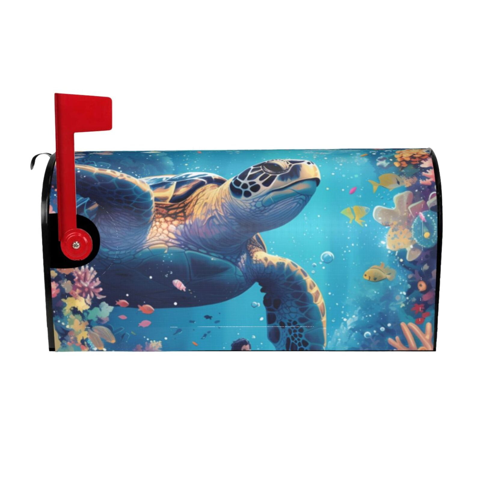 Zufioo Colorful Underwater Plant Turtle Print Magnetic Mailbox ...