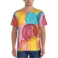 thumbnail image 1 of Zufioo Colorful Wool Balls Print Men's Baseball Short Sleeve, Moisture Wicking Button-Down Hip Hop Tee-Small, 1 of 7