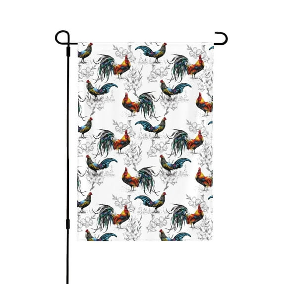 Zufioo Cool Chicken Print Double Sided Garden Flag, Outdoor Decorative Flag, Garden Yard Flag, Ideal Home Decoration-28"x40"