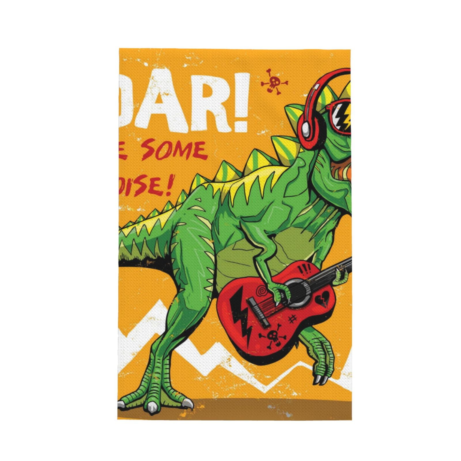 Zufioo Cool Dinosaur Playing Guitar Waffle Weave Kitchen Towels,Kitchen