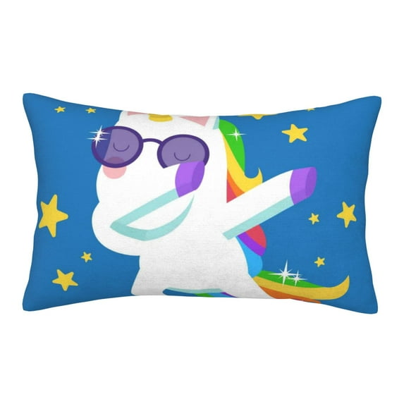 Zufioo Cool Unicorn Star Golden Print Double-sided Plush Pillow Cover,Decorative Pillow Protector without Pillow Core, Suitable for Sofa, Bedroom, Car-14"x20"