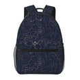 thumbnail image 1 of Zufioo Copper-Gold Gloss Outline Navy Dark Blue Print Casual Student Backpack, Adjustable Shoulder Straps Multi-Function Multi-Pocket Sports Bag Travel Backpack, Unisex-One Size, 1 of 5