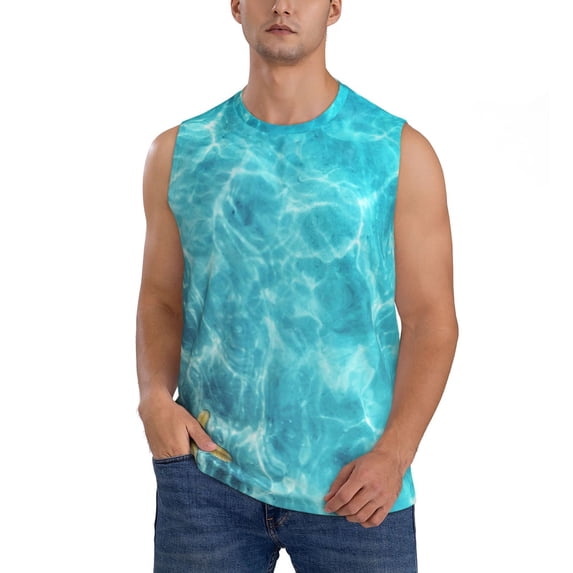 Zufioo Coral And Seashell On The Beach Men's Tank Top,Men's Sleeveless Muscle Shirts,Basic Sleeveless T Shirts Casual Active Hipster Tank Top,Moisture Wicking Odor Protection-Small