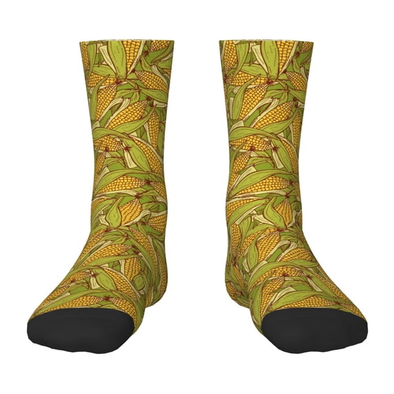 Zufioo Corn 6 Print Children's Mid-tube Socks, Contrast Color High Elastic Sports Socks - Sweat-absorbent, Warm, Suitable for Children Aged 6-10
