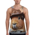 thumbnail image 1 of Zufioo Cowboy Hat Guinea Pig Print Men's Vest, Sleeveless Quick-drying Muscle T-shirt, Suitable for Sports Fitness, Home Leisure Wear-3X-Large, 1 of 7