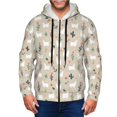 thumbnail image 1 of Zufioo Cute Alpaca Print Men's Hooded Cardigan, Zip-up Long-Sleeved Sweatshirt Jacket Sportswear-Large, 1 of 5