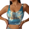 thumbnail image 1 of Zufioo Cute Angel Winged Rabbit Print Women's Sports Vest, U-shaped Removable Chest Pad Sports Backless Top, Suitable for Fitness and Bodybuilding, Leisure and Daily Life-Large, 1 of 8