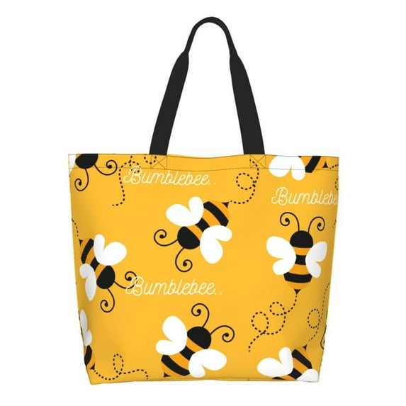 Zufioo Cute Bee Butterfly Yelllow for Women's Single-shoulder Shopping Bag, Large-capacity Handbag Storage Bag, Commuter Bag Campus Bag Travel Bag-One Size