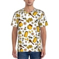 thumbnail image 1 of Zufioo Cute Bee Print Men's Baseball Short Sleeve, Moisture Wicking Button-Down Hip Hop Tee-Small, 1 of 7