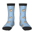 thumbnail image 1 of Zufioo Cute Cartoon Corgi Print Children's Mid-tube Socks, Contrast Color High Elastic Sports Socks - Sweat-absorbent, Warm, Suitable for Children Aged 6-10, 1 of 5