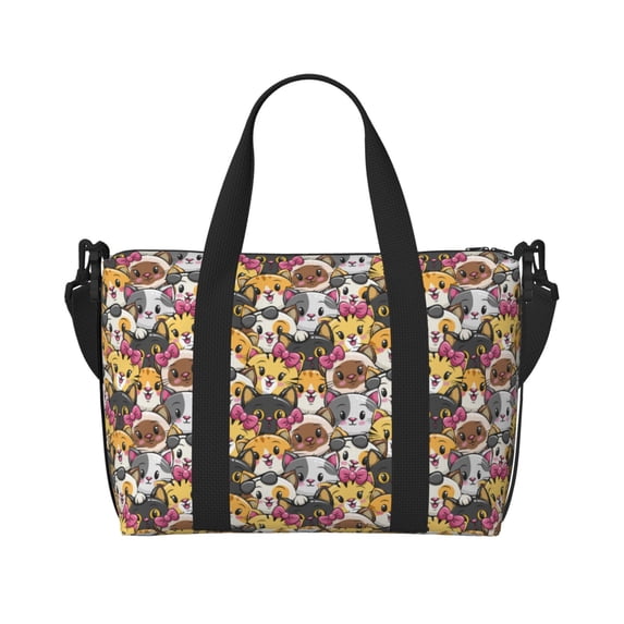 Zufioo Cute Cat Pattern Hand-held Travel Bag, Waterproof Adjustable Shoulder Strap Crossbody Duffel Bag, Suitable for Work, Short trips, Sports