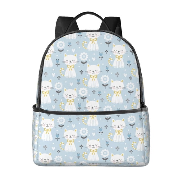 Zufioo Cute Cat Print Fashion Large Capacity Backpack, Zippered Multi-compartment Travel Work Campus Lightweight Backpack, Unisex