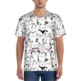 thumbnail image 1 of Zufioo Cute Cat Print Men's Baseball Short Sleeve, Moisture Wicking Button-Down Hip Hop Tee-Small, 1 of 7