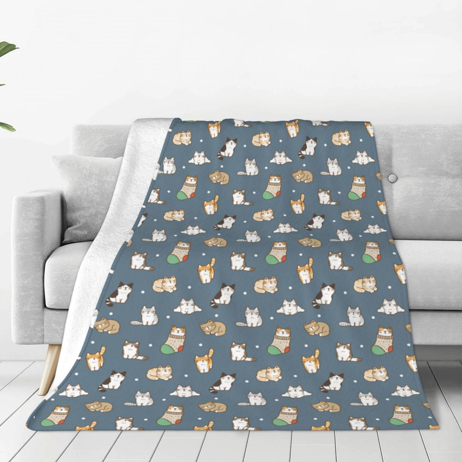 Zufioo Cute Cats And Dogs Fleece Blanket Queen Size,Plush Bed Blanket