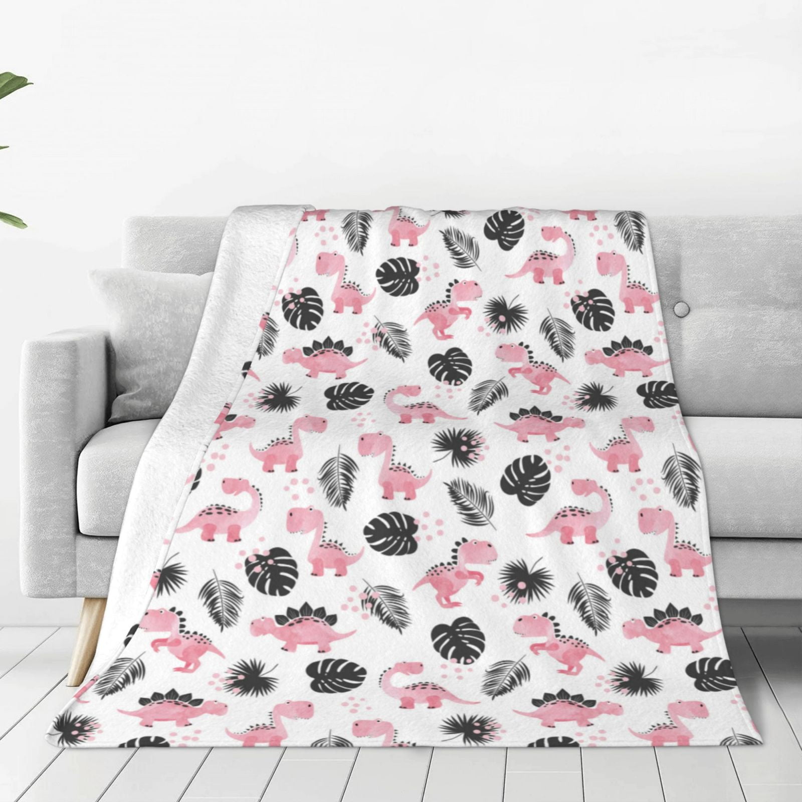 Zufioo Cute Dinosaur Fleece Blanket Queen Size,Plush Bed Blanket,Ultra