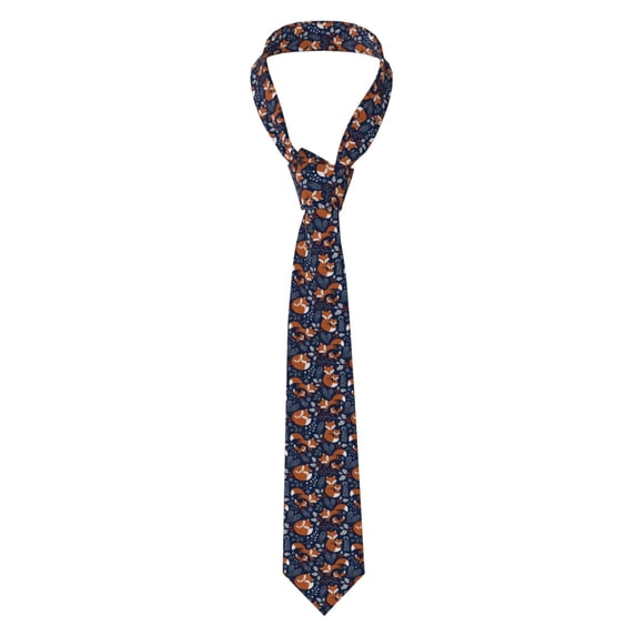 Zufioo Cute Foxes Print Men's Silk Tie, Business Suit Tie - Anti-floating Buckle Design, Clothing Accessories Suitable for Business, Daily Life, Banquets