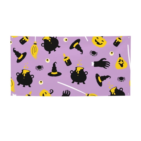 Zufioo Cute Halloween Print Holiday Banners, Party Banners, Hanging Flags, Bar Shopping Mall Garden Wall Decorations, Holiday Decoration Supplies-Small