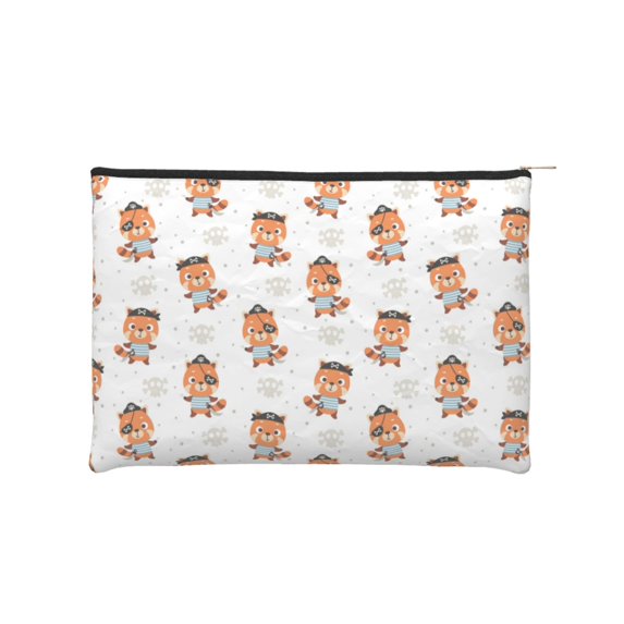 Zufioo Cute Little Pirate Red Panda Print DuPont Paper Portable Toiletry Bag, 8.9x6.5 inch Zippered Hand-held Paper Cosmetic Bag Storage Tool Kit