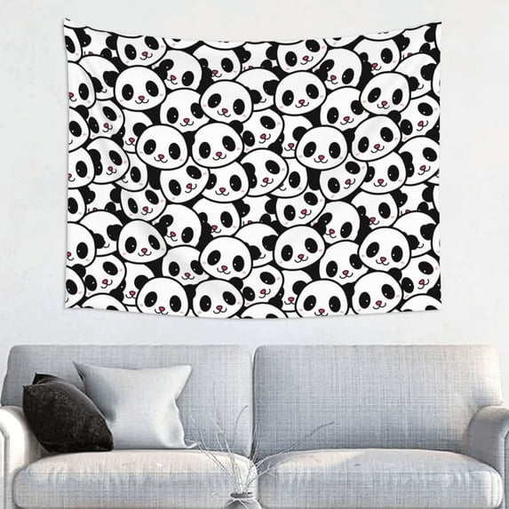 Zufioo Cute Panda Face Print Wall Decoration Tapestry 29x37in, Indoor Outdoor Dormitory Background Decoration Wall Hanging Home Furnishings