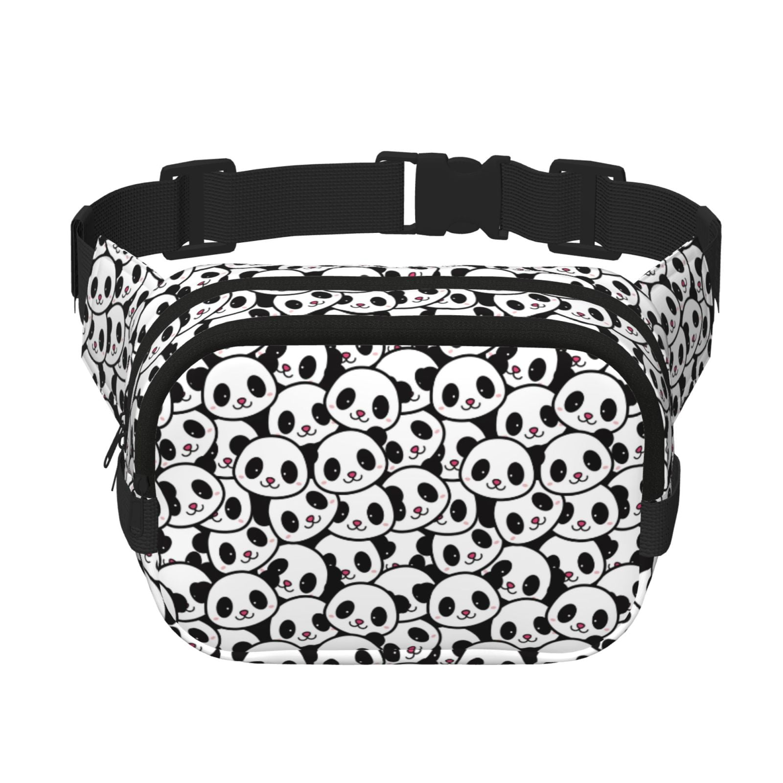 Zufioo Cute Panda Print Square Double Layer Waist Bag