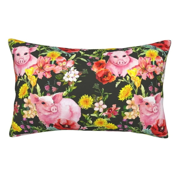 Zufioo Cute Pigs Sunflower Print Double-Sided Throw Pillow Cover, Pillow Protector Home Decor - With Hidden Zipper, Suitable for Bedroom, Living Room, Car Interior-20"x30"