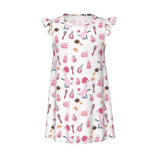 Zufioo Cute Poodle Dog Girls Nightgowns Toddler Girl Pajamas Soft