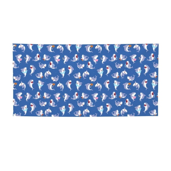 Zufioo Cute Shark Print Holiday Banners, Party Banners, Hanging Flags, Bar Shopping Mall Garden Wall Decorations, Holiday Decoration Supplies-Medium