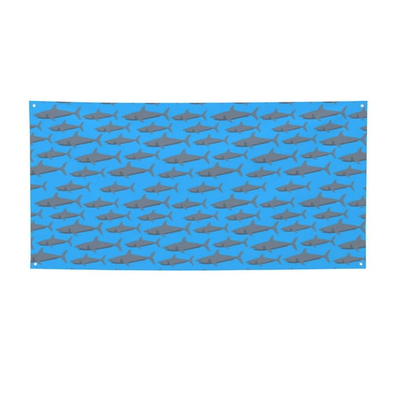 Zufioo Cute Shark Print Holiday Banners, Party Banners, Hanging Flags, Bar Shopping Mall Garden Wall Decorations, Holiday Decoration Supplies-Medium