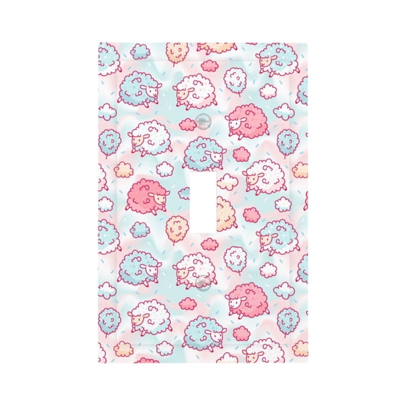 Zufioo Cute Sheep Print Switch Wall Plate, Dustproof and Heat-resistant Decorative Wall Switch Cover, Suitable for Residential and Commercial Areas-Mid-size