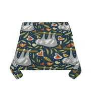 Zufioo Cute Sloth Print Square Decorative Tablecloth, Wrinkle-resistant, Waterproof and Oil-resistant Tablecloth Coffee Table Cloth, Suitable for Restaurants-60"x60"