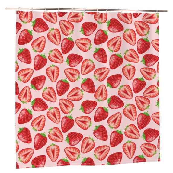 Zufioo Cute Strawberry Pattern Shower Curtain 72x72in, Waterproof Curtain for Bathroom-Waterproof, Mildew-proof, Quick-drying,Home Bathroom Supplies-One Size