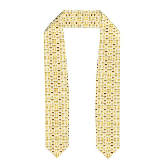 Zufioo Cute Yellow Duck Print Graduation Shawl Ribbon, Graduation Ribbon for Male and Female Graduates-Flattened