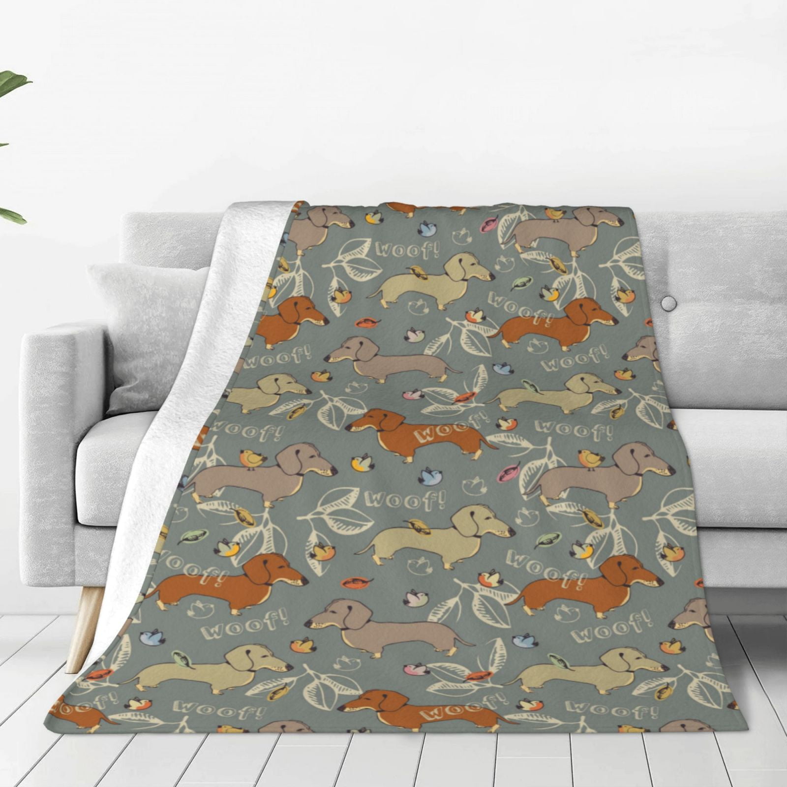 Zufioo Dachshund Dog Bird Fleece Blanket Queen Size,Plush Bed Blanket