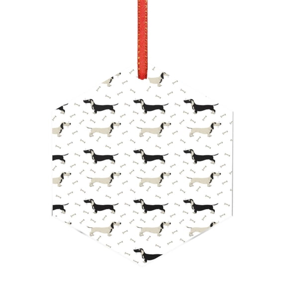 Zufioo Dachshund Dog Print Large Acrylic Christmas Ornaments, Suitable for Christmas Tree Christmas Holiday Party Pendant Decorations-Hexagon