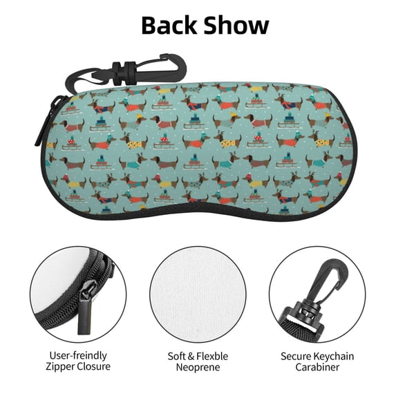 Zufioo winter ski Dachshund Print Sunglasses Case Tactical Zipper Sunglasses Carrying Case for Men Women