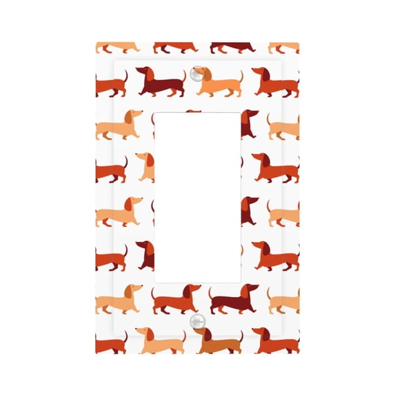 Zufioo Dachshund Walking Print Switch Wall Plate, Dustproof and Heat-resistant Decorative Wall Switch Cover, Suitable for Residential and Commercial Areas-Mid-size