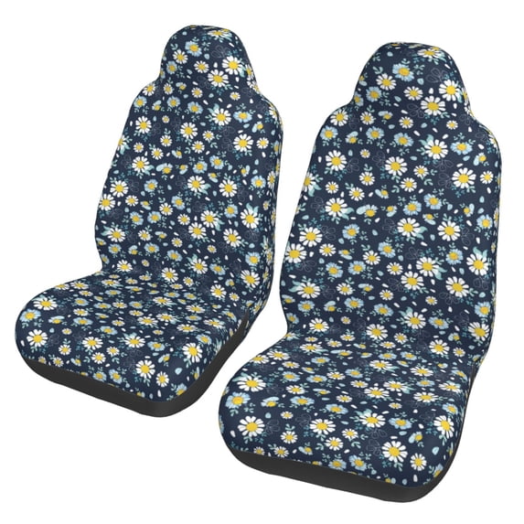 Zufioo Daisy Floral B Full Set Car Seat Covers with Soft Padding 2PCS Universal Auto Front Seats Protector Fits Cars, SUVs, Sedans, and Trucks