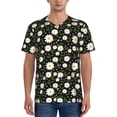 thumbnail image 1 of Zufioo Daisy Print Men's Baseball Short Sleeve, Moisture Wicking Button-Down Hip Hop Tee-Small, 1 of 7