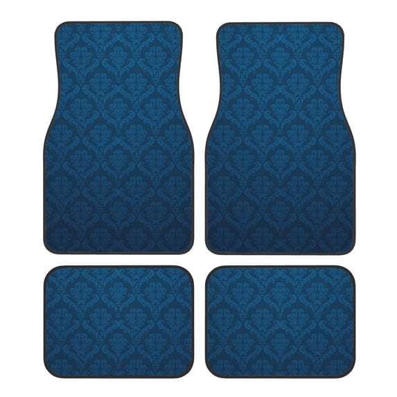 Zufioo Dark Blue Print Car Floor Mats Four-piece Set, Car Interior Accessories - Corrosion-resistant, Non-Slip, Suitable for Cars, Trucks, Vans