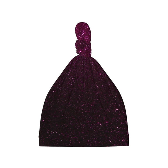 Zufioo Dark Purple Glitter Baby Beanie Hats Soft Knotted Caps for Infant Baby Girls Boys Caps 0-6 Months
