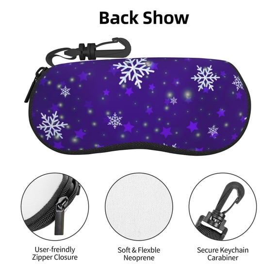 Zufioo Dark Purple Snowflakes Print Sunglasses Case Tactical Zipper Sunglasses Carrying Case for Men Women