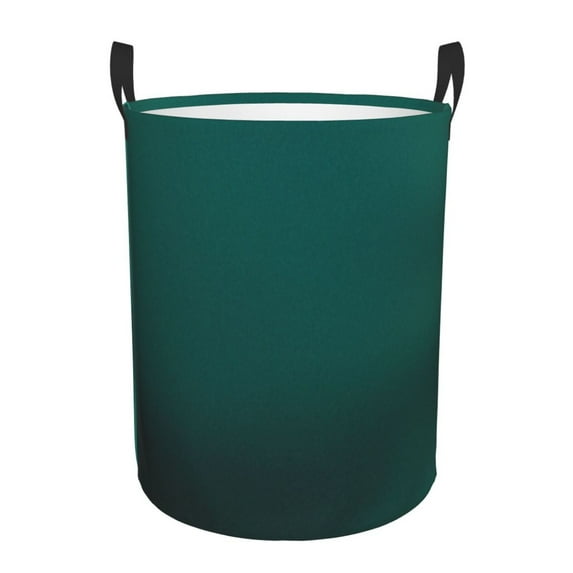 Zufioo Dark teal green Print Round Dirty Clothes Basket, Waterproof Standing Dirty Clothes Bag, Suitable for Home, Bathroom, Car Trunk-Small
