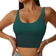 thumbnail image 1 of Zufioo Dark teal green Print Women's Sports Vest, U-shaped Removable Chest Pad Sports Backless Top, Suitable for Fitness and Bodybuilding, Leisure and Daily Life-Large, 1 of 8