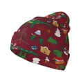thumbnail image 1 of Zufioo Dinosaur Christmas Print Adult Knitted Hat, Unisex Cuffed Brimless Ski Hat, Suitable for Autumn and Winter, 1 of 6