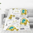 Zufioo Dinosaur on Excavator Fleece Blanket Queen Size,Plush Bed