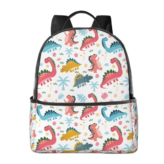 Zufioo Dinosaur Print Fashion Large Capacity Backpack, Zippered Multi-compartment Travel Work Campus Lightweight Backpack, Unisex