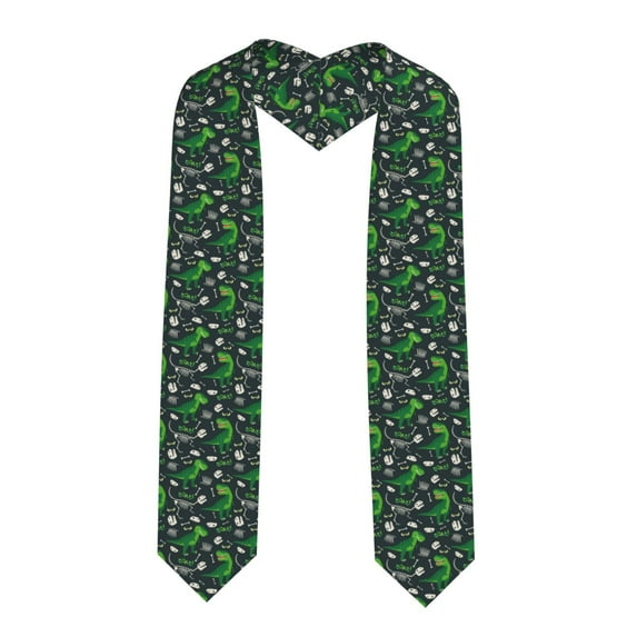 Zufioo Dinosaur and Bone Print Graduation Shawl Ribbon, Graduation Ribbon for Male and Female Graduates-Sharp Corner